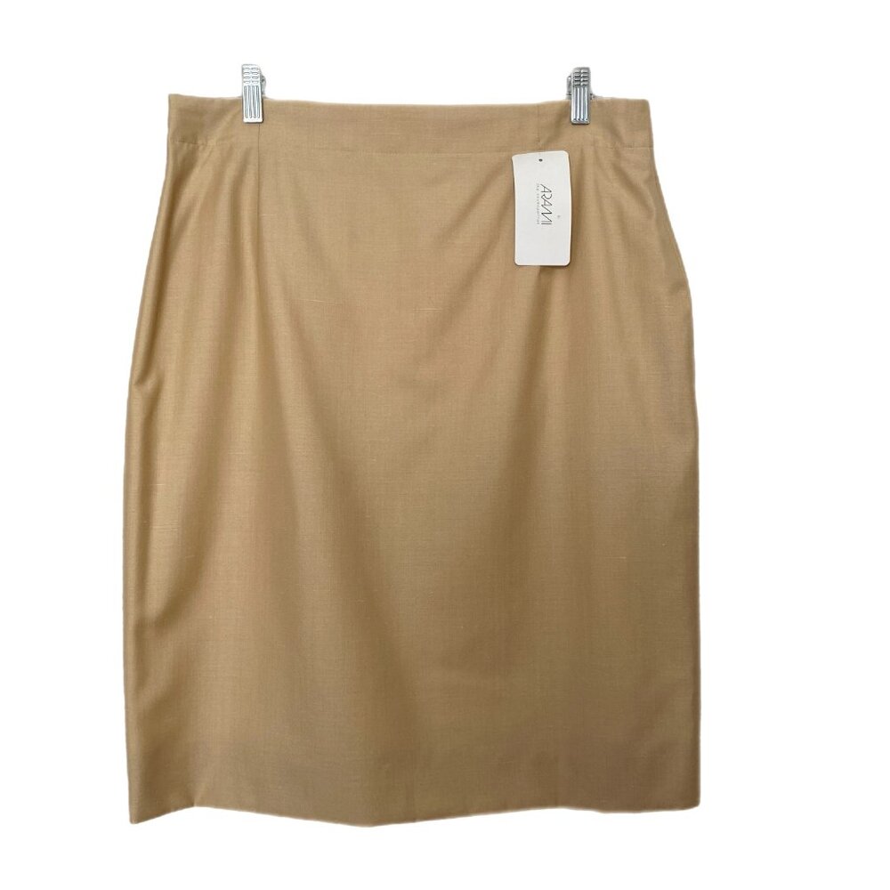 Vintage Arami Wool & Silk Blend Gold Mid Length Lined Skirt Made In Italy 44/12